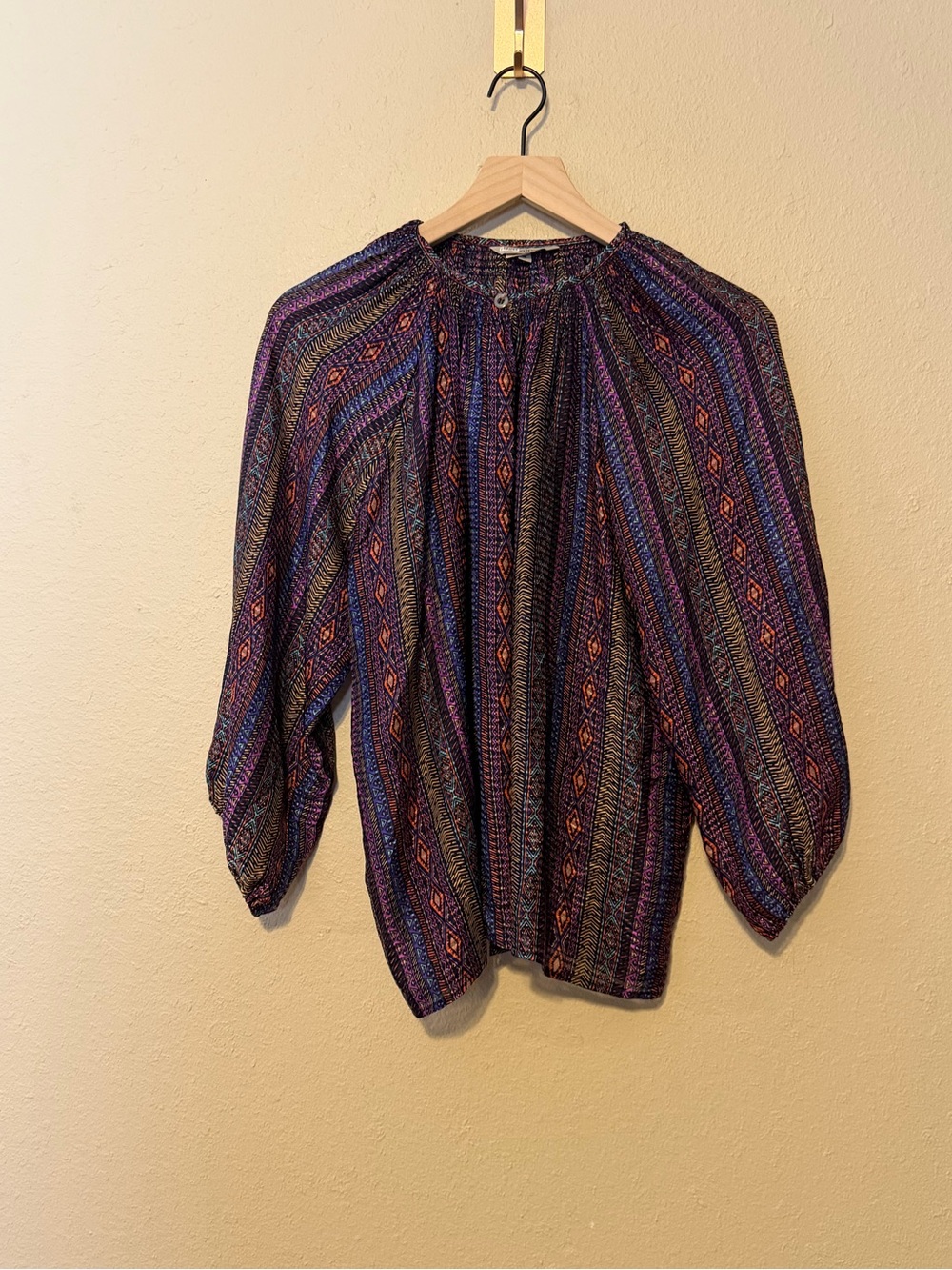 Tucker The‎ Classic Blouse Geometric Print Silk Size Medium